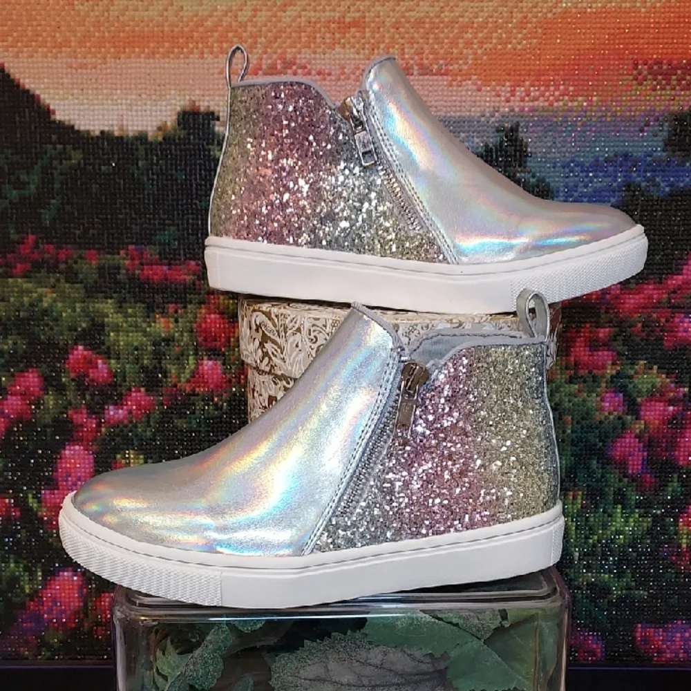 Girls Dolce Vita Sullery Iridescent Glitter Rainbow Casual Sneaker